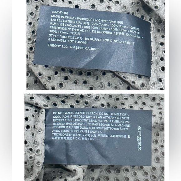 Theory Nova Ruffled Cotton Eyelet Cap sleeve Button Down Blouse Shirt NEW Size S - Picture 7 of 10